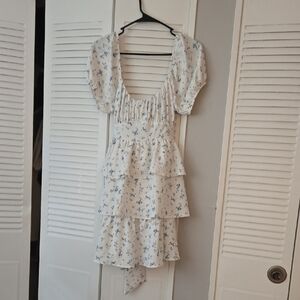 White Blue Floral Dress